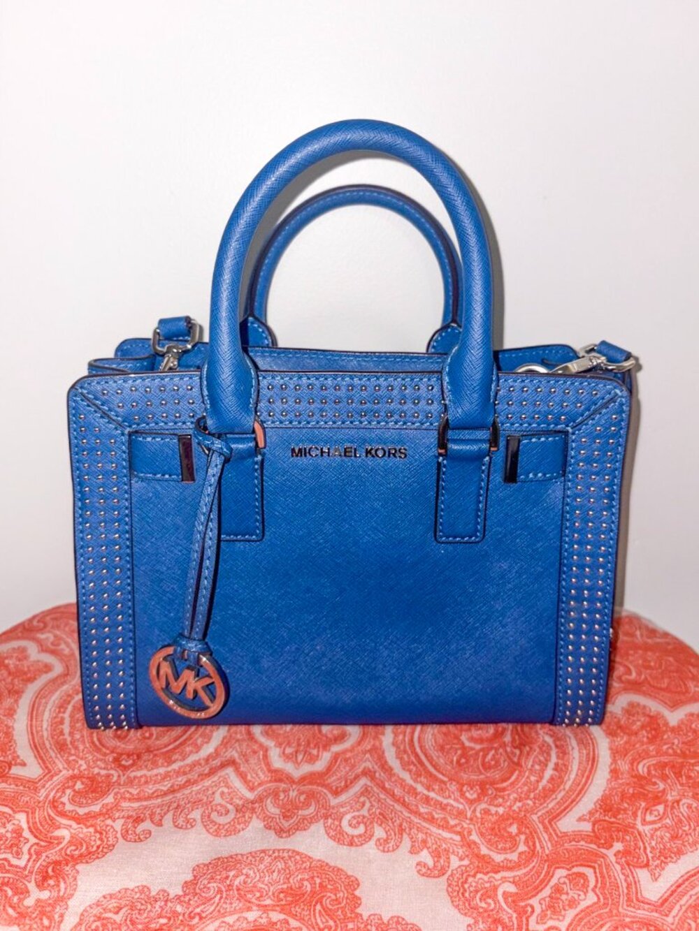 Michael Kors Dillon Satchel - Studded Cobalt Blue - Picture 3 of 4